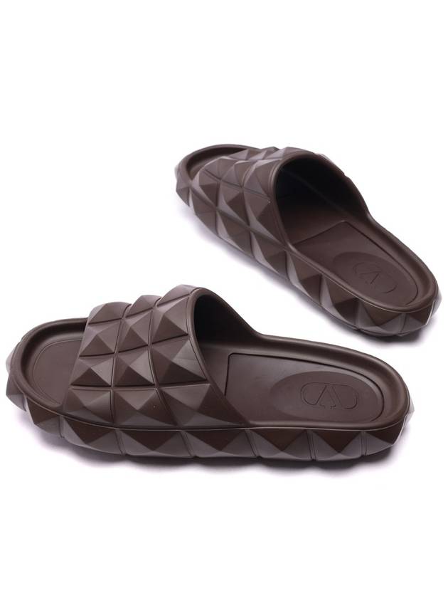 Roman Studded Turtle Slippers Brown - VALENTINO - BALAAN 7