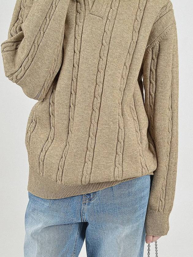 Modal Cable Collar Knit Oatmeal - CHANCE'S NOI - BALAAN 4