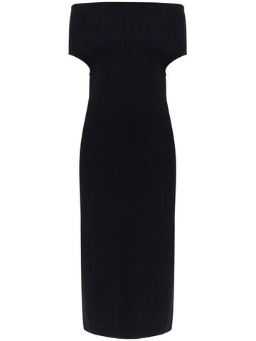 elegant black long viscose knit dress - TOTEME - BALAAN 1