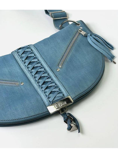 Vintage blue denim weave big hobo cross bag 3VDIB19341 - DIOR - BALAAN 2