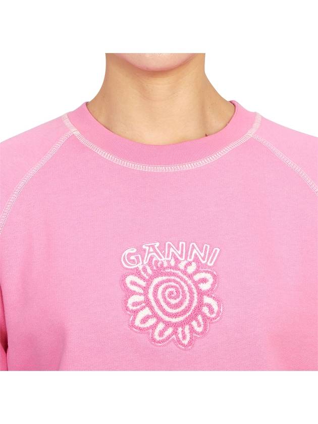 Isoli Cotton Sweatshirt Pink - GANNI - BALAAN 7