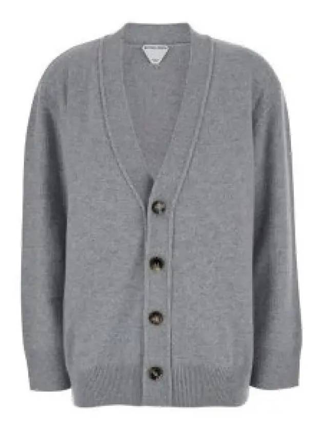 Intrecciato Leather Patch Cardigan Light Grey Melange - BOTTEGA VENETA - BALAAN 2