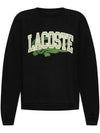 Loose Fit Logo Print Sweatshirt Black - LACOSTE - BALAAN 1