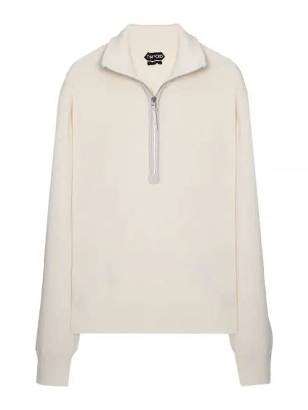 Half Zip Wool Knit Top Beige - TOM FORD - BALAAN 1