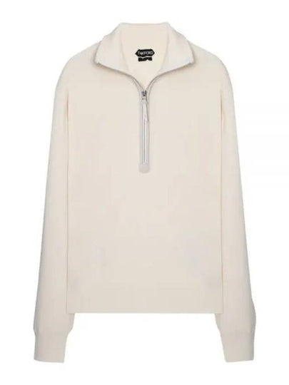 Half Zip Wool Knit Top Beige - TOM FORD - BALAAN 2