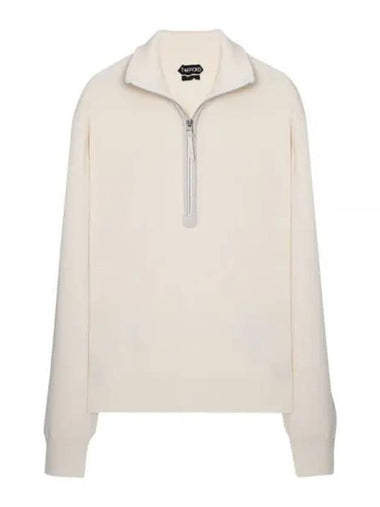 Half Zip Wool Knit Top Beige - TOM FORD - BALAAN 1