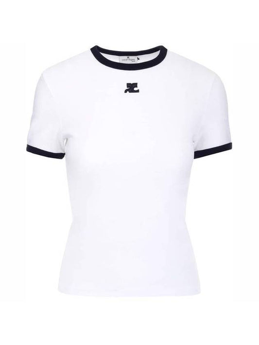 Bumpy Contrast Re-Edition Short Sleeve T-Shirt White - COURREGES - BALAAN 1