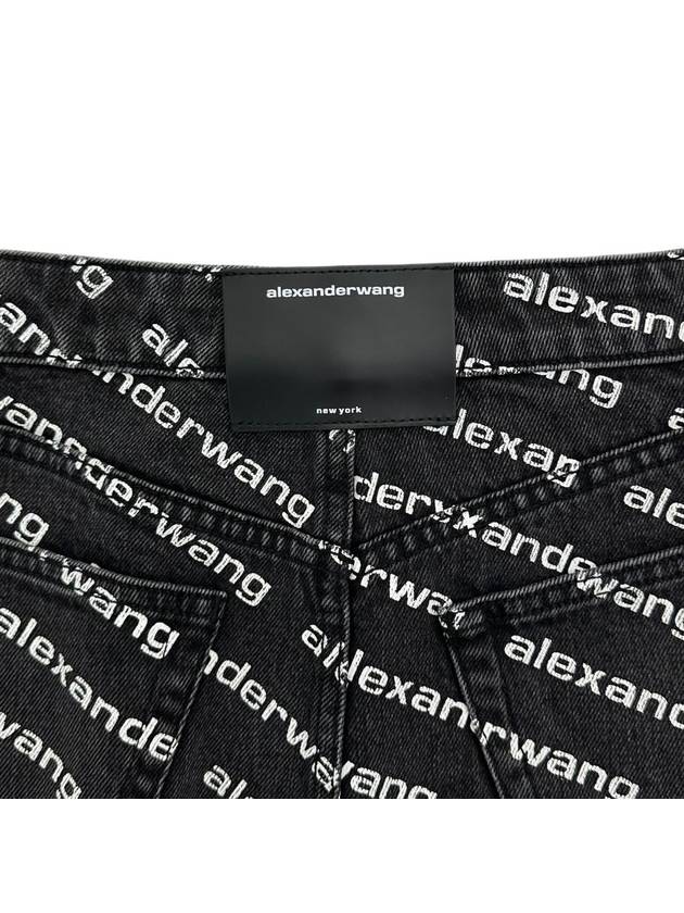 Grey Age Denim Bite Logo Shorts Black - ALEXANDER WANG - BALAAN 5