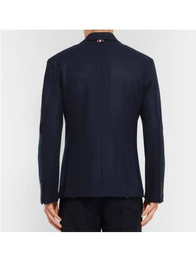 Men's Unstitched Boy Wool Blazer Jacket Navy - THOM BROWNE - BALAAN.