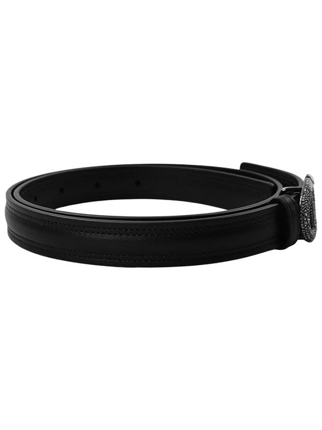 Garavani V Logo Signature Leather Belt Black - VALENTINO - BALAAN 3