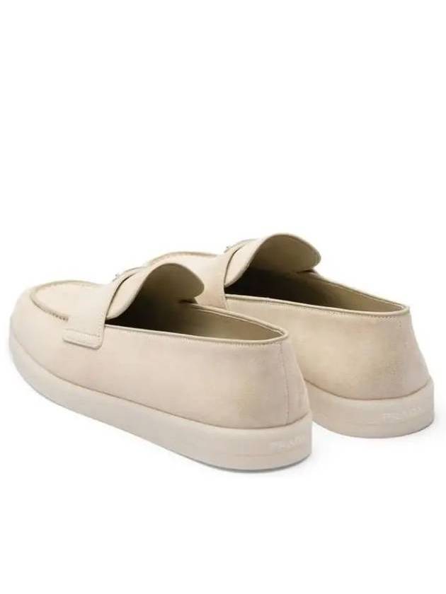 Triangle Logo Suede Loafers Beige - PRADA - BALAAN 4