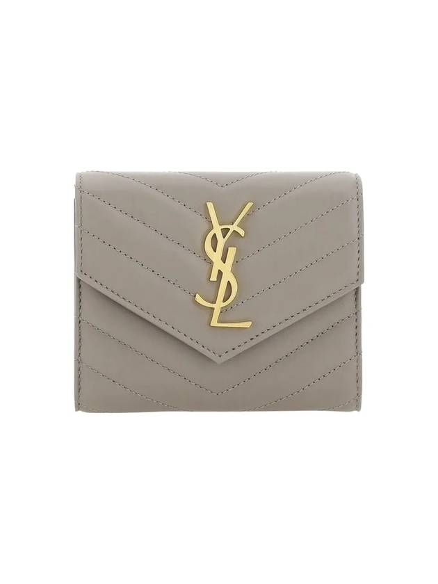 Cassandre Matelasse Compact Quilted Lambskin Half Wallet Grey - SAINT LAURENT - BALAAN 1