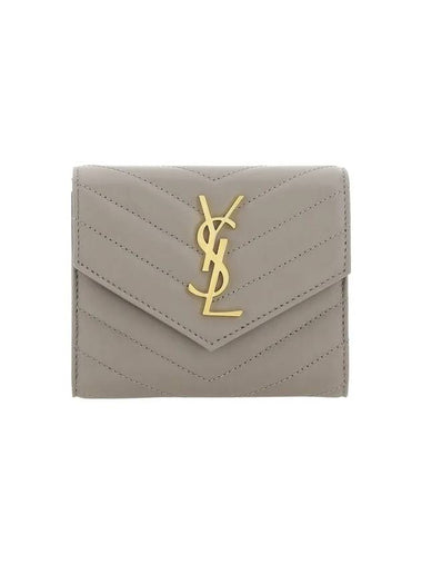 Cassandre Matelasse Compact Quilted Lambskin Half Wallet Grey - SAINT LAURENT - BALAAN 1