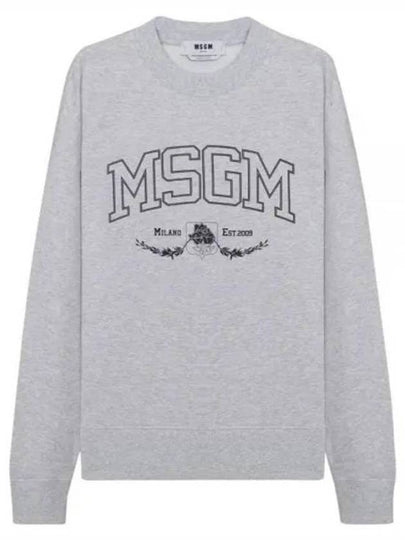 College Logo Crew Neck Cotton Sweatshirt Light Grey - MSGM - BALAAN 2