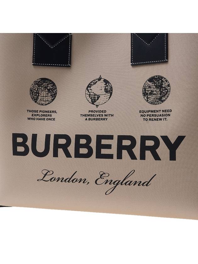 Label Print Medium London Cotton Tote Bag Beige - BURBERRY - BALAAN 8