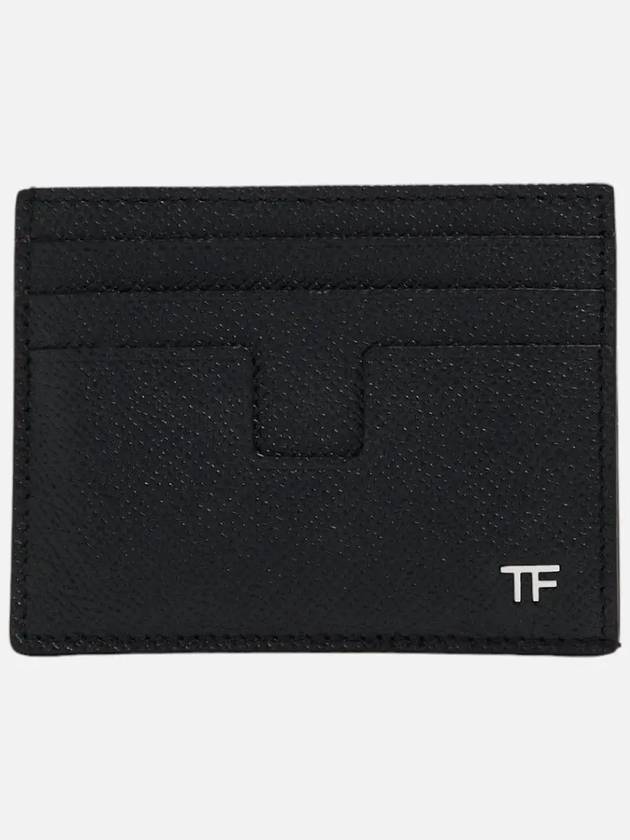 T Line Classic Logo Leather Card Wallet Navy - TOM FORD - BALAAN 3