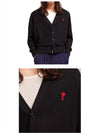 Red Heart Logo Merino Wool Cardigan Black - AMI - BALAAN 7