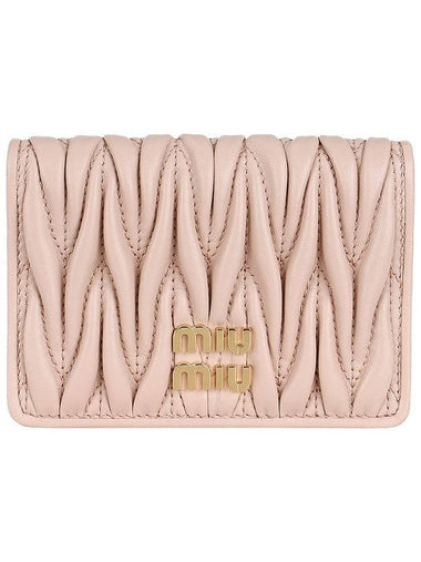 Matelasse Nappa Leather Card Wallet Pink - MIU MIU - BALAAN 1