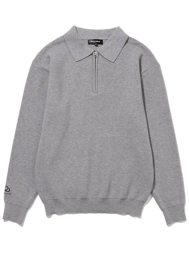 Viscose basic ribbed half zip-up knit LGREY - 20THHOLE - BALAAN 2