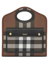 Mini Pocket Checked Leather Tote Bag Dark Burch Brown - BURBERRY - BALAAN 2