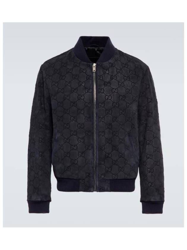 Men s GG Suede Bomber Jacket Navy - GUCCI - BALAAN 2