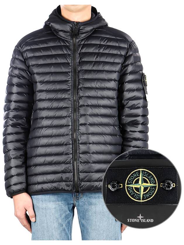 Room Woven Chamber Recycled Nylon Down Padding Hooded Jacket  Navy - STONE ISLAND - BALAAN 2