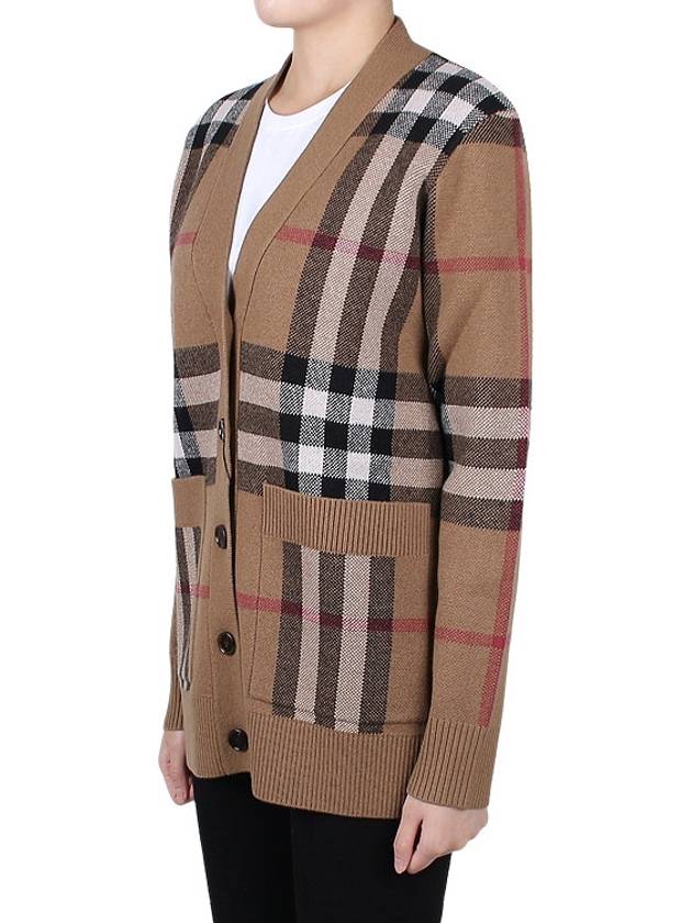 Check Wool Cashmere Cardigan Brown - BURBERRY - BALAAN 5