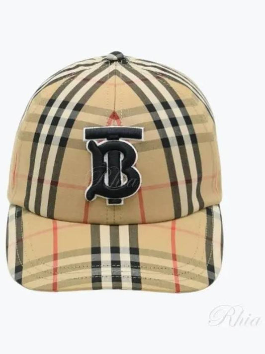 Monogram Motif Vintage Check Cotton Baseball Cap Archive Beige - BURBERRY - BALAAN 2