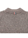 Merino Wool Crisscross Cable Stitch 3/4 Sleeve V-Neck Cardigan Medium Brown - THOM BROWNE - BALAAN 8