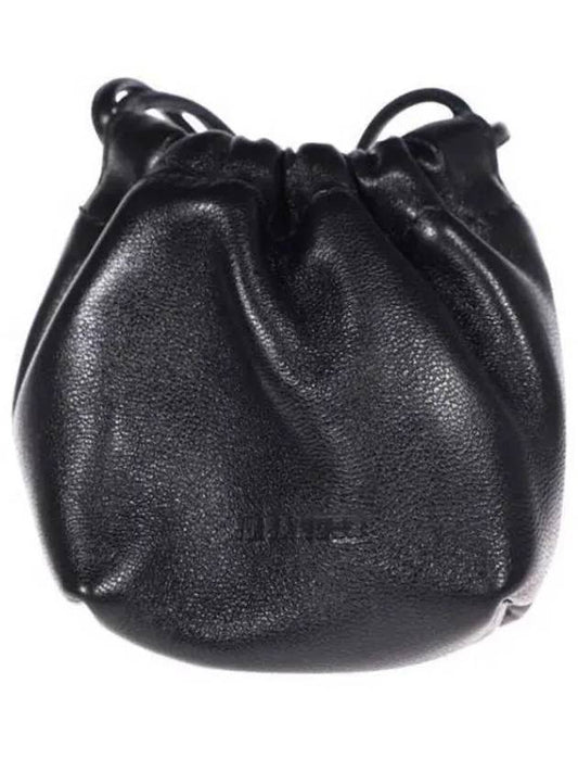 Dumpling Drawstring Calf Leather Mini Bag Black - JIL SANDER - BALAAN 2