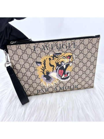 Tiger GG Supreme Clutch Bag - GUCCI - BALAAN 1