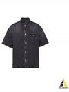 Triangle Logo Denim Short Sleeve Shirt Black - PRADA - BALAAN 2