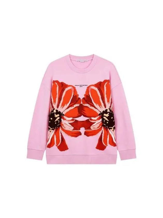 STELLA McCARTNEY Giant Flower Cotton Sweatshirt Pink - STELLA MCCARTNEY - BALAAN 1