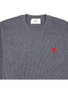 Men's Mini Heart Logo Merino Wool Knit Top Grey - AMI - BALAAN 4