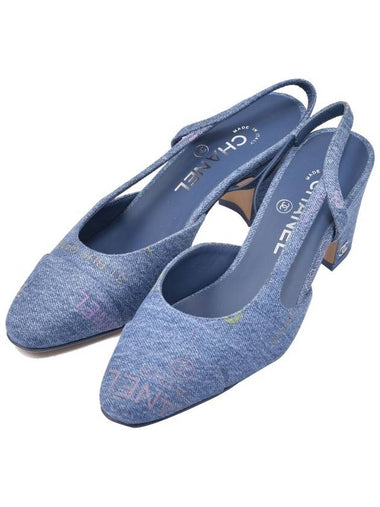 Women s unused mid heel denim slingback G31318 - CHANEL - BALAAN 1