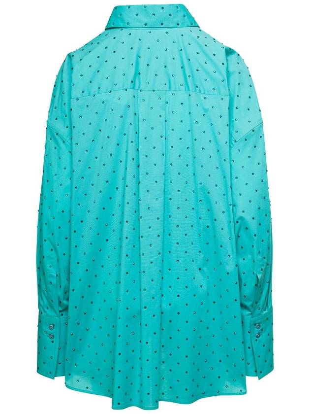 Light Blue Shirt  With Crystal Embellishment All-Over In Cotton Woman - GIUSEPPE DI MORABITO - BALAAN 2