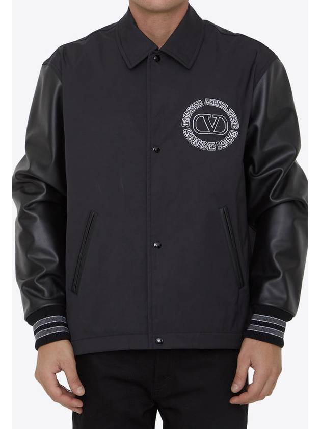 V Logo Nylon Bomber Jacket Black - VALENTINO - BALAAN 2