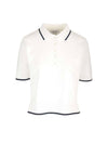 Rib Stitch Boxy Fit Polo Shirt White - THOM BROWNE - BALAAN 1