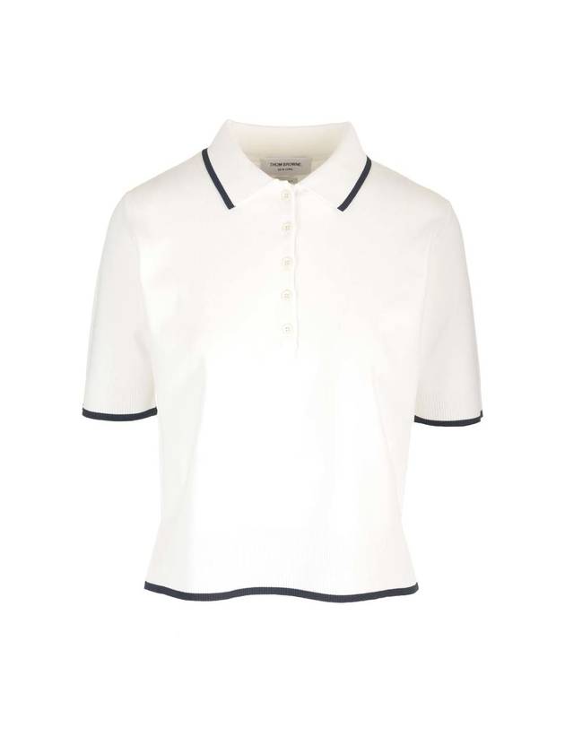 Rib Stitch Boxy Fit Polo Shirt White - THOM BROWNE - BALAAN 1