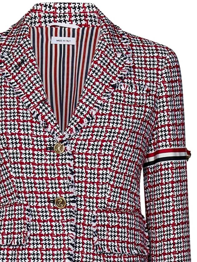 Check Pattern Tweed Jacket Red - THOM BROWNE - BALAAN 4