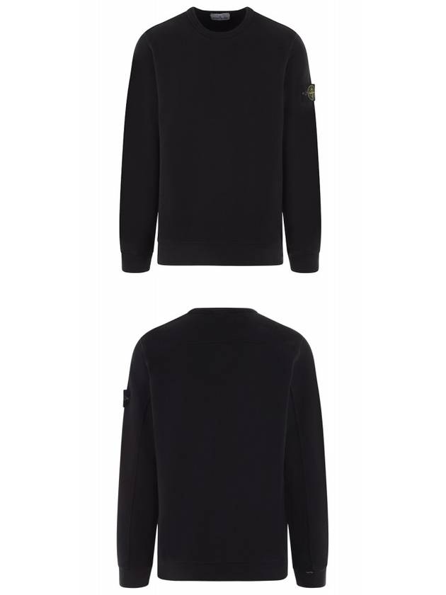 Brushed Cotton Fleece Garment Dyed Crewneck Sweatshirt Black - STONE ISLAND - BALAAN 5