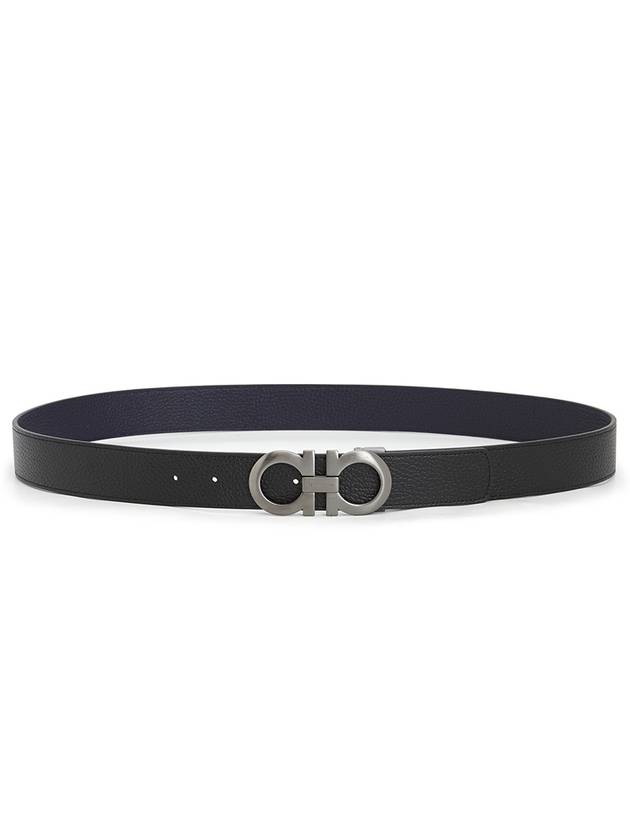 Gancini Reversible Adjustable Leather Belt Midnight Blue - SALVATORE FERRAGAMO - BALAAN 4