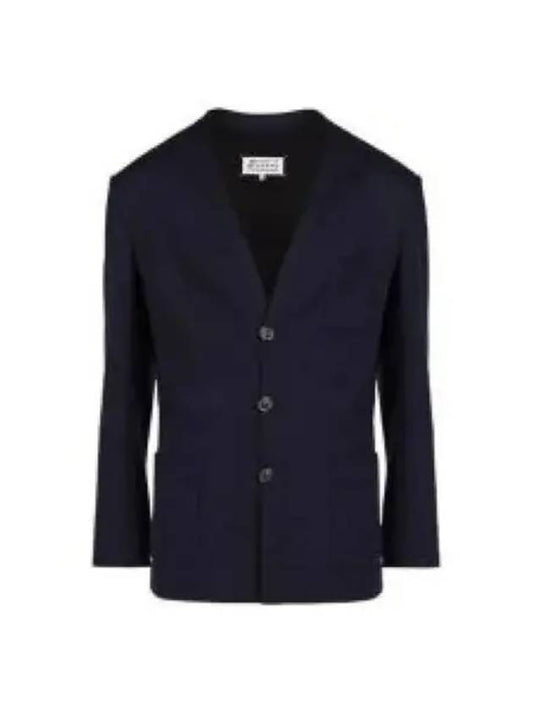 Men's Milano Stitch Wool Jacket Navy - MAISON MARGIELA - BALAAN 2