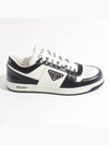 Men's Downtown Triangle Logo Leather Low Top Sneakers White Black - PRADA - BALAAN 2