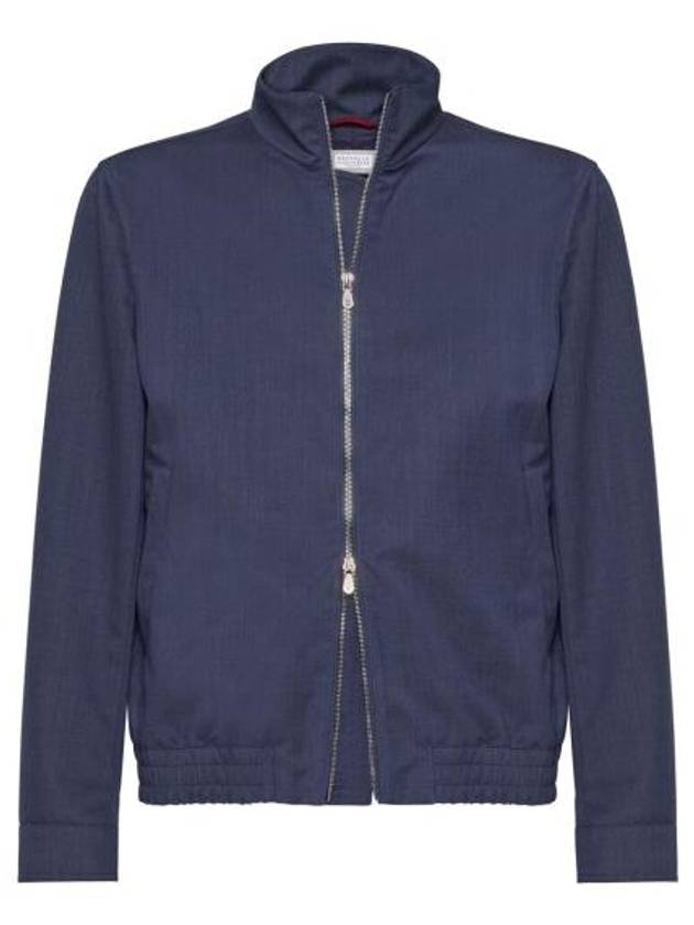 Bonded Virgin Wool Fresco Bomber Jacket Blue - BRUNELLO CUCINELLI - BALAAN 1