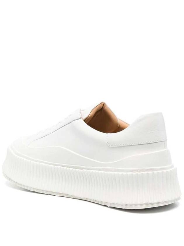 Logo Round Toe Calfskin Leather Low Top Sneakers Porcelain - JIL SANDER - BALAAN 4