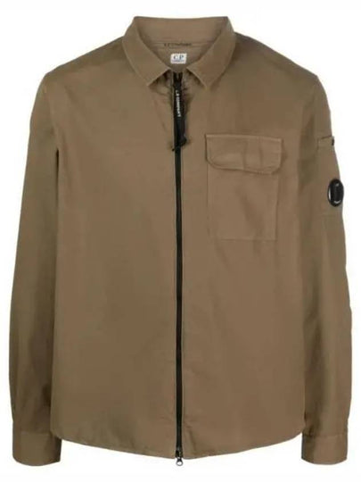 Gabardine Zipped Long Sleeve Shirt Khaki - CP COMPANY - BALAAN 2