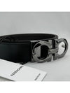 Silver Gancini Reversible Leather Belt Black - SALVATORE FERRAGAMO - BALAAN 4