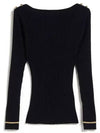 Banfy Button Shoulder Wool Knit Top Black - MAX MARA - BALAAN 3