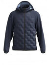 Pattern Padded Hooded Jacket Navy - HUGO BOSS - BALAAN 2